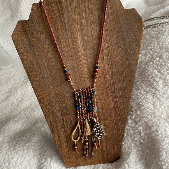 Long Boho Multicolored Beaded Necklace - Picture 6 of 6